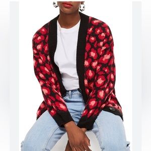 Top shop black red and pink sweater cardigan size 12